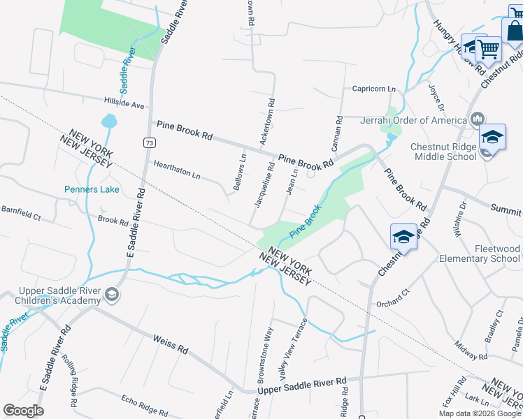 map of restaurants, bars, coffee shops, grocery stores, and more near 10 Jacqueline Road in Monsey