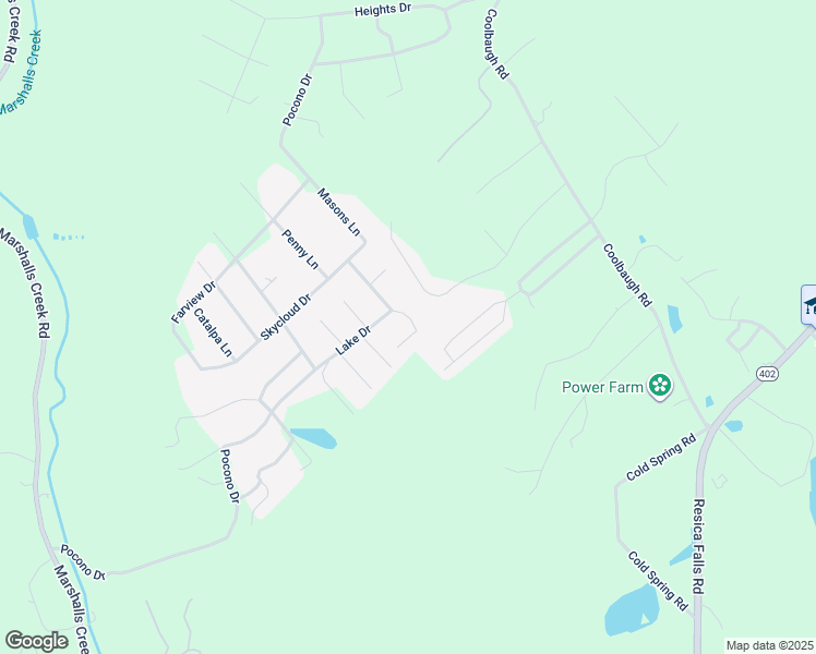 map of restaurants, bars, coffee shops, grocery stores, and more near 3396 Masons Lane in East Stroudsburg