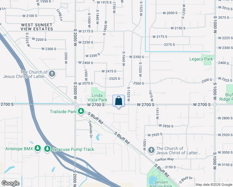 map of restaurants, bars, coffee shops, grocery stores, and more near 1714 W 2640 S in Syracuse