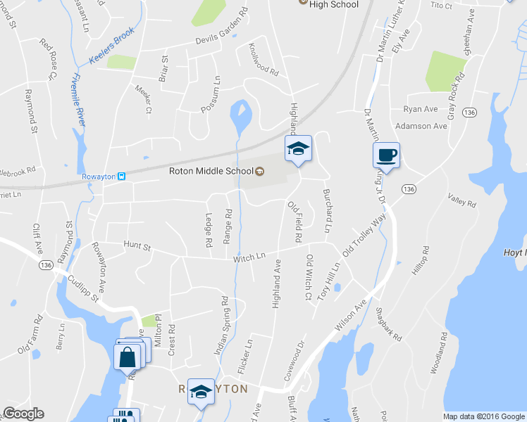 map of restaurants, bars, coffee shops, grocery stores, and more near 19 Crooked Trail in Norwalk