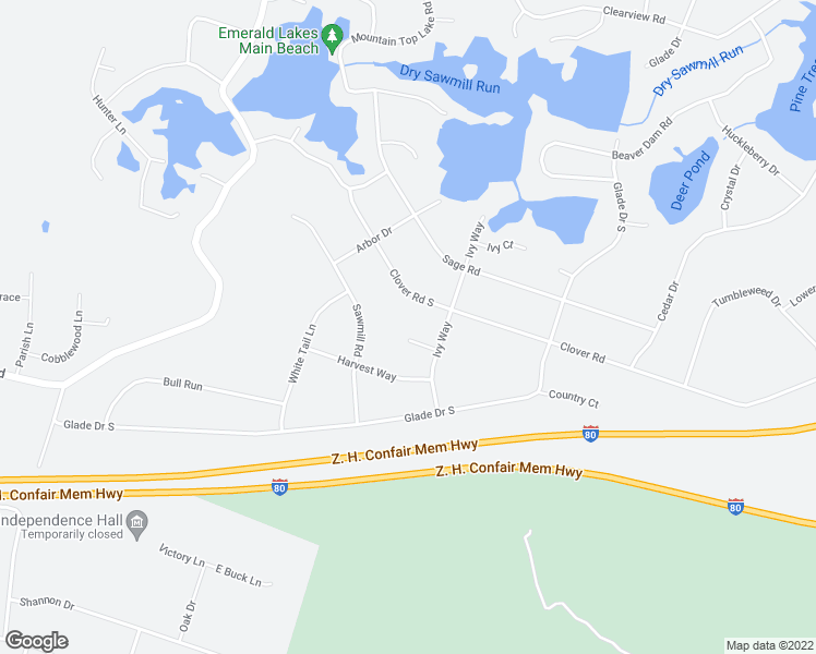 map of restaurants, bars, coffee shops, grocery stores, and more near 7204 High Knob Court in Long Pond