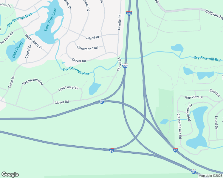 map of restaurants, bars, coffee shops, grocery stores, and more near 5828 Clover Rd in Long Pond