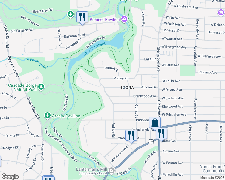 map of restaurants, bars, coffee shops, grocery stores, and more near 963 Winona Drive in Youngstown