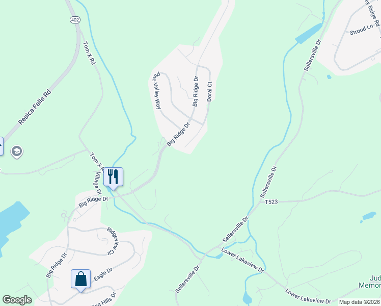 map of restaurants, bars, coffee shops, grocery stores, and more near 1042 Doral Ct in East Stroudsburg