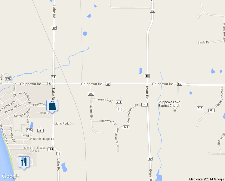 map of restaurants, bars, coffee shops, grocery stores, and more near 5566 Chippewa Road in Chippewa Lake