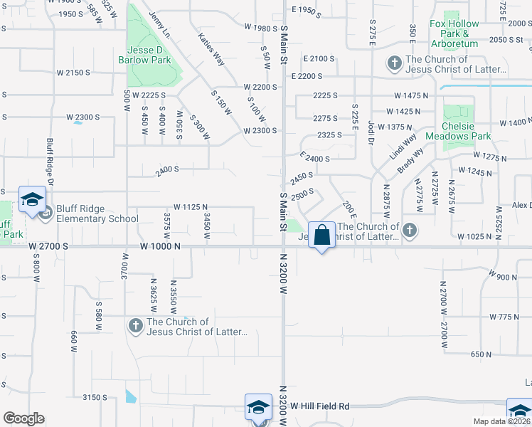map of restaurants, bars, coffee shops, grocery stores, and more near 3250 West 1075 North in Layton