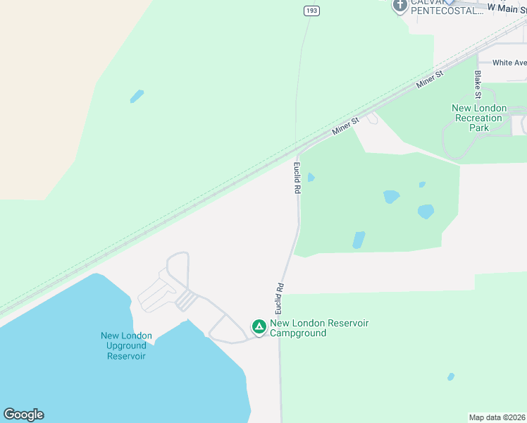 map of restaurants, bars, coffee shops, grocery stores, and more near 2275 Euclid Road in New London