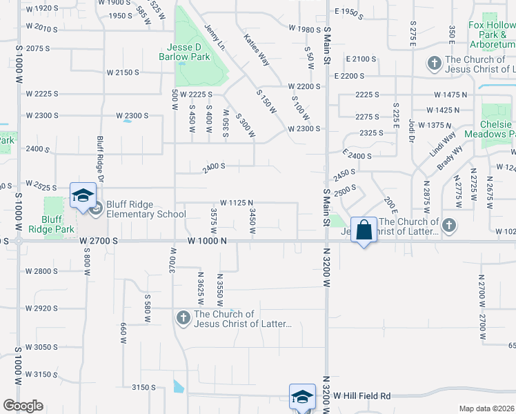 map of restaurants, bars, coffee shops, grocery stores, and more near 1108 3450 West in Layton
