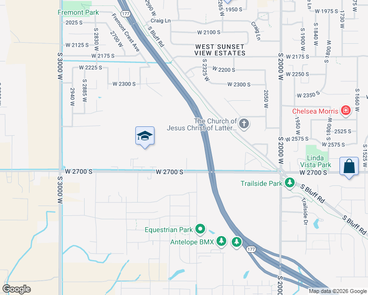 map of restaurants, bars, coffee shops, grocery stores, and more near 2594 South 2430 West in Syracuse