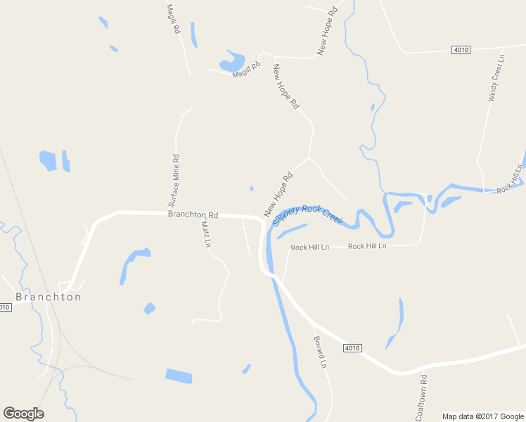 map of restaurants, bars, coffee shops, grocery stores, and more near 102 New Hope Road in Slippery Rock