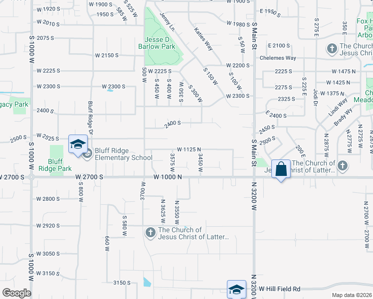 map of restaurants, bars, coffee shops, grocery stores, and more near 3498 West 1125 North in Clearfield