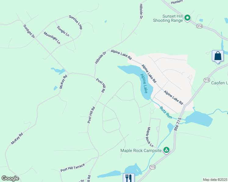 map of restaurants, bars, coffee shops, grocery stores, and more near Lake Drive in Henryville