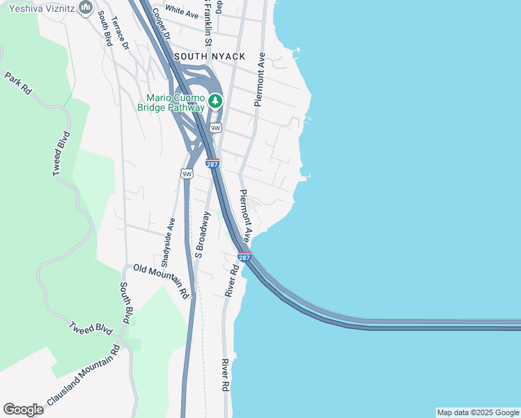 map of restaurants, bars, coffee shops, grocery stores, and more near 14 Salisbury Place in Nyack