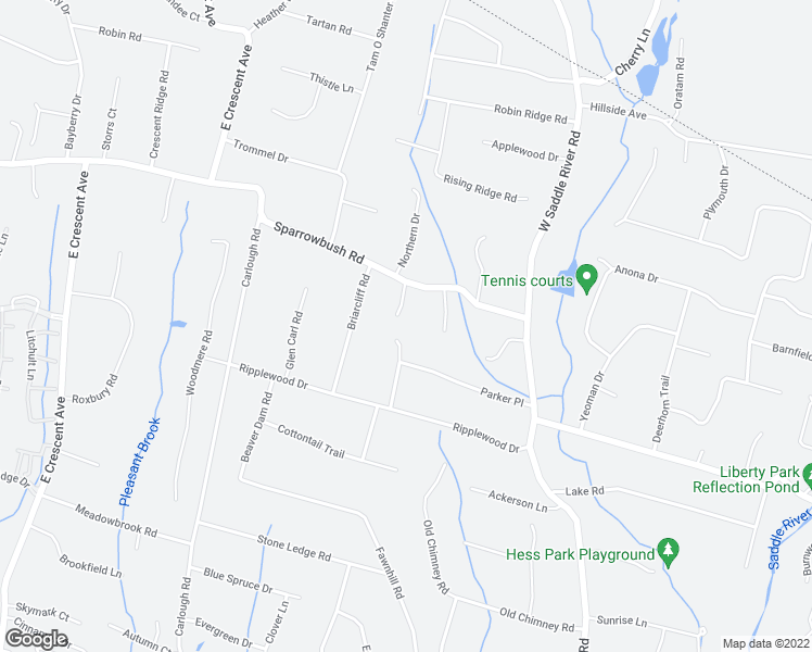 map of restaurants, bars, coffee shops, grocery stores, and more near 12 Pharis Place in Saddle River