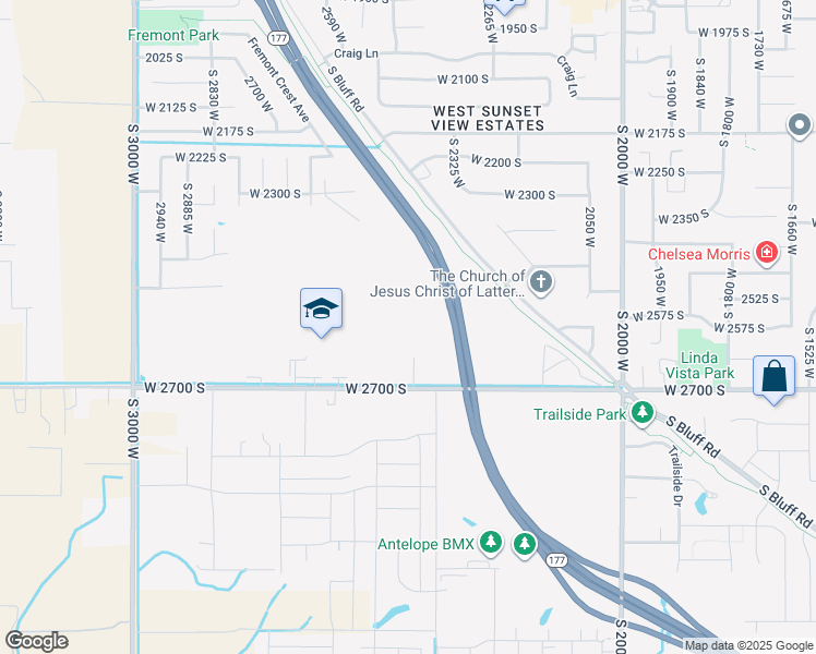 map of restaurants, bars, coffee shops, grocery stores, and more near 2574 South 2430 West in Syracuse