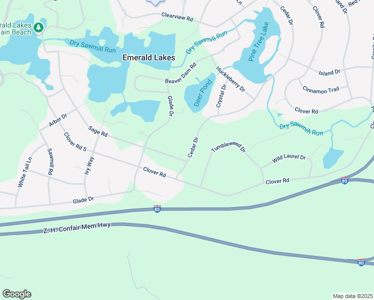 map of restaurants, bars, coffee shops, grocery stores, and more near 133 Cedar Drive in Emerald Lakes