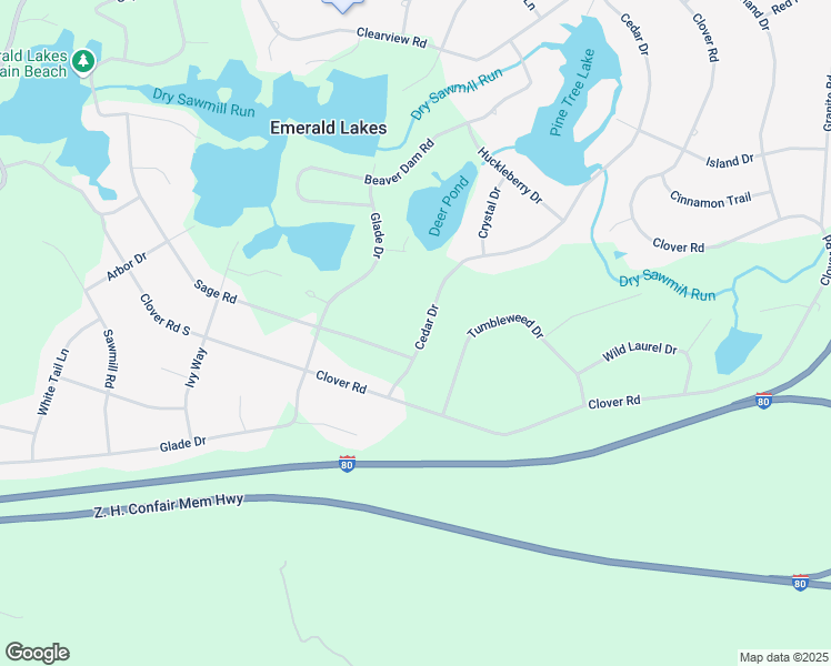map of restaurants, bars, coffee shops, grocery stores, and more near 133 Cedar Drive in Emerald Lakes