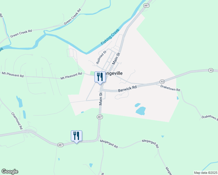 map of restaurants, bars, coffee shops, grocery stores, and more near 101 Pennsylvania 93 in Orangeville