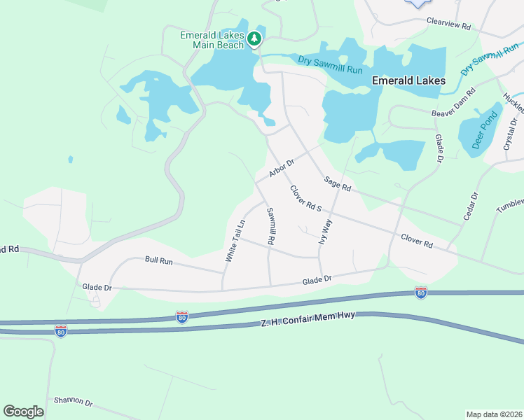 map of restaurants, bars, coffee shops, grocery stores, and more near 3330 Emerald Boulevard in Long Pond