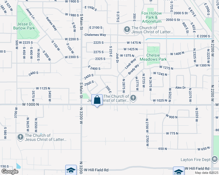 map of restaurants, bars, coffee shops, grocery stores, and more near 2601 South 200 East in Clearfield