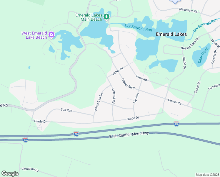 map of restaurants, bars, coffee shops, grocery stores, and more near 3330 Emerald Boulevard in Long Pond