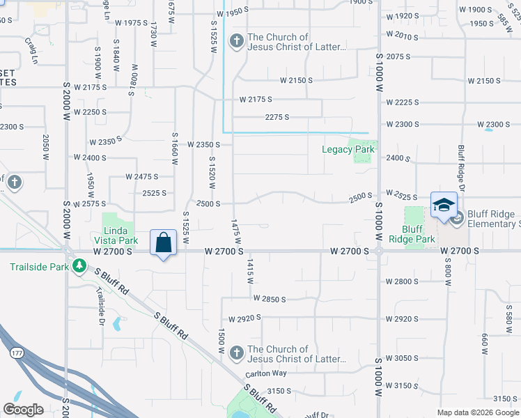 map of restaurants, bars, coffee shops, grocery stores, and more near 2525 South 1375 West in Syracuse