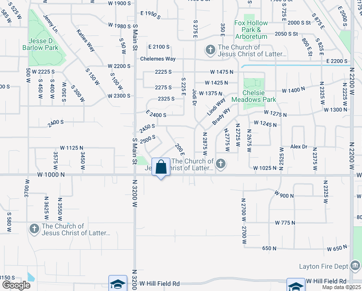 map of restaurants, bars, coffee shops, grocery stores, and more near 2601 South 200 East in Clearfield