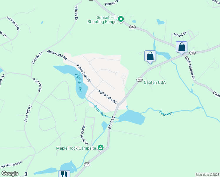 map of restaurants, bars, coffee shops, grocery stores, and more near 65-70 Alpine Lake E in Monroe