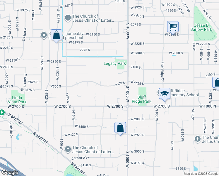 map of restaurants, bars, coffee shops, grocery stores, and more near 1137 West 2500 South in Syracuse