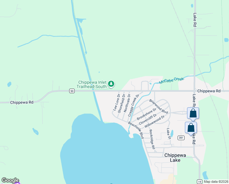 map of restaurants, bars, coffee shops, grocery stores, and more near 533 Lee Lore Drive in Chippewa Lake