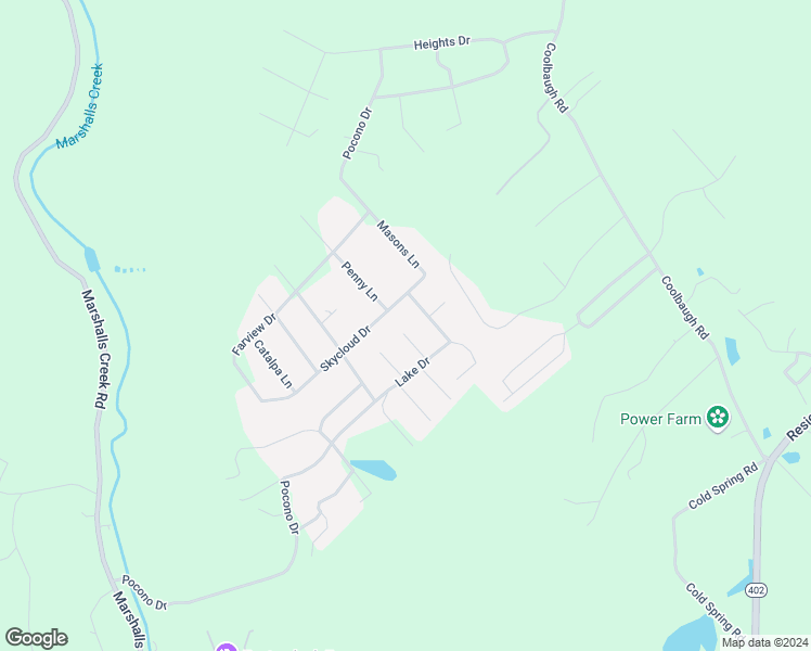 map of restaurants, bars, coffee shops, grocery stores, and more near 4114 Hummingbird Lane in East Stroudsburg