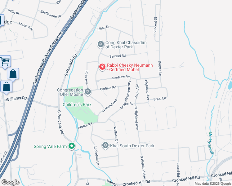 map of restaurants, bars, coffee shops, grocery stores, and more near 7 Carlisle Road in Spring Valley