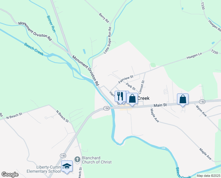 map of restaurants, bars, coffee shops, grocery stores, and more near 37 Fairview Street in Beech Creek