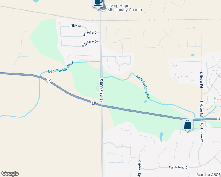 map of restaurants, bars, coffee shops, grocery stores, and more near 611 West County Line Road South in Fort Wayne
