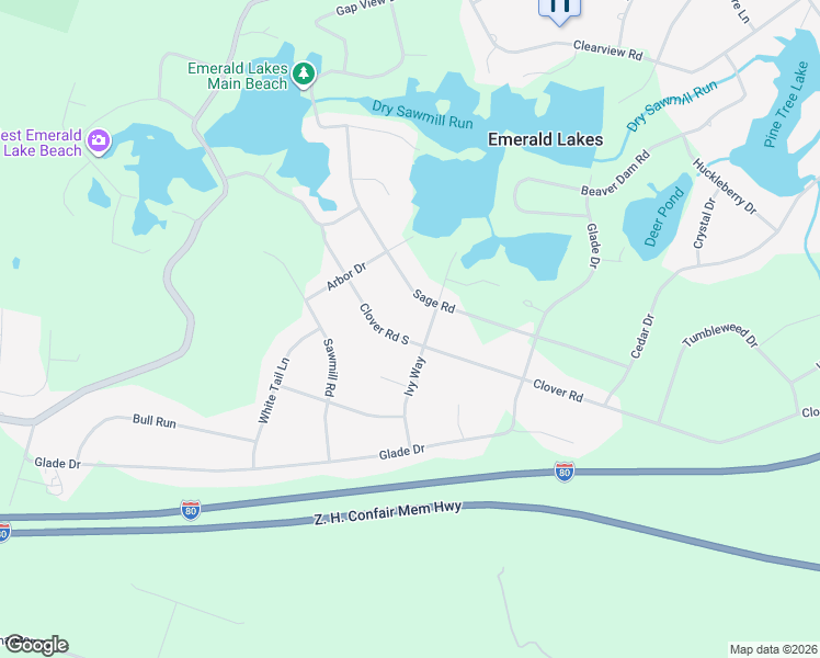 map of restaurants, bars, coffee shops, grocery stores, and more near 147 Glade Drive South in Long Pond