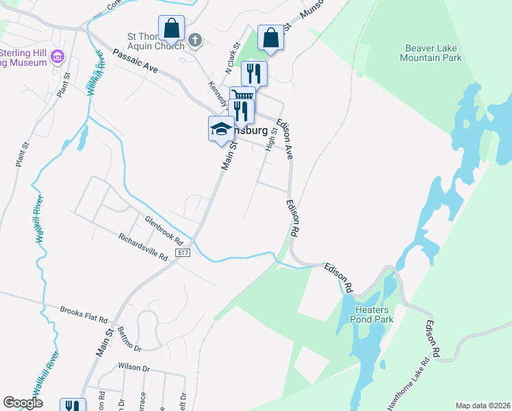 map of restaurants, bars, coffee shops, grocery stores, and more near 109 High Street in Ogdensburg