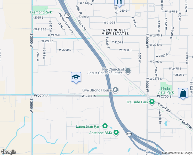 map of restaurants, bars, coffee shops, grocery stores, and more near 2300 West 2700 South in Syracuse