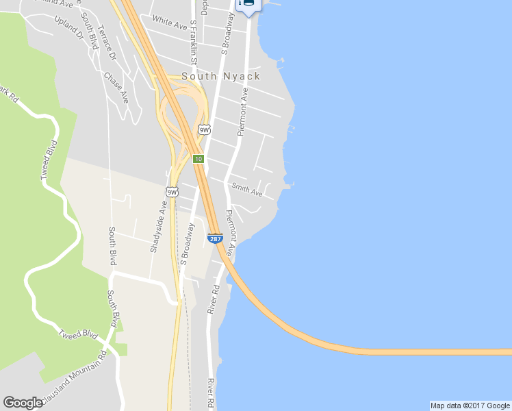 map of restaurants, bars, coffee shops, grocery stores, and more near 9 Salisbury Place in Nyack