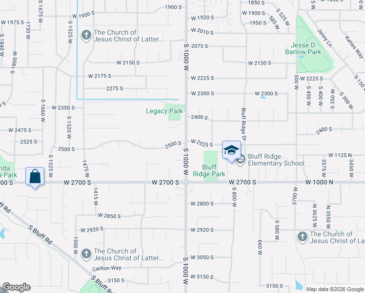 map of restaurants, bars, coffee shops, grocery stores, and more near 2536 South 1000 West in Syracuse