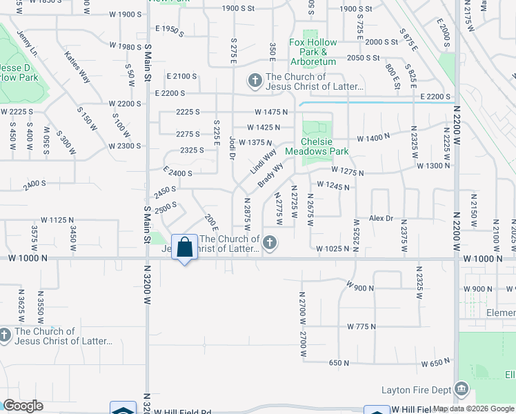 map of restaurants, bars, coffee shops, grocery stores, and more near 2867 North 2875 West in Layton