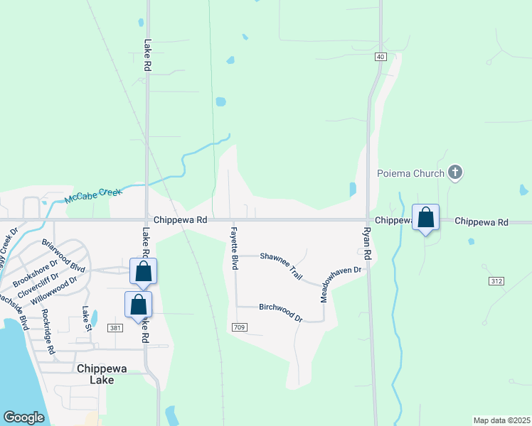 map of restaurants, bars, coffee shops, grocery stores, and more near 5599 Chippewa Road in Chippewa Lake