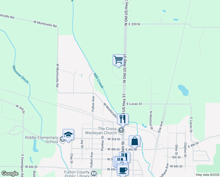 map of restaurants, bars, coffee shops, grocery stores, and more near 1648 North Old US Highway 31 in Rochester