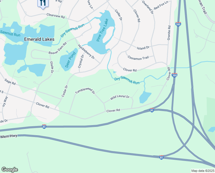 map of restaurants, bars, coffee shops, grocery stores, and more near Lower Deer Lake Court in Long Pond