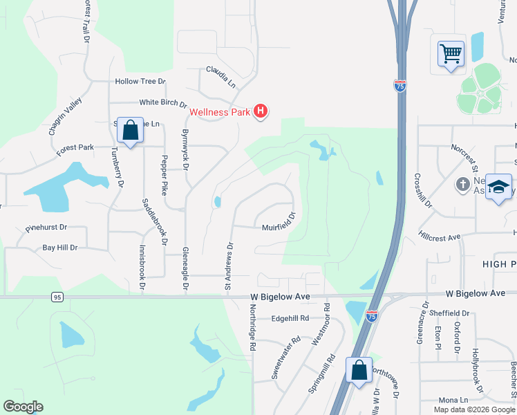 map of restaurants, bars, coffee shops, grocery stores, and more near 3016 Heatherdowns Drive in Findlay