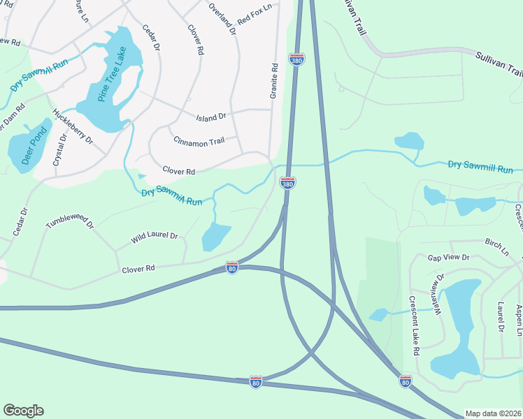 map of restaurants, bars, coffee shops, grocery stores, and more near 5800-5816 South Clover Court in Long Pond