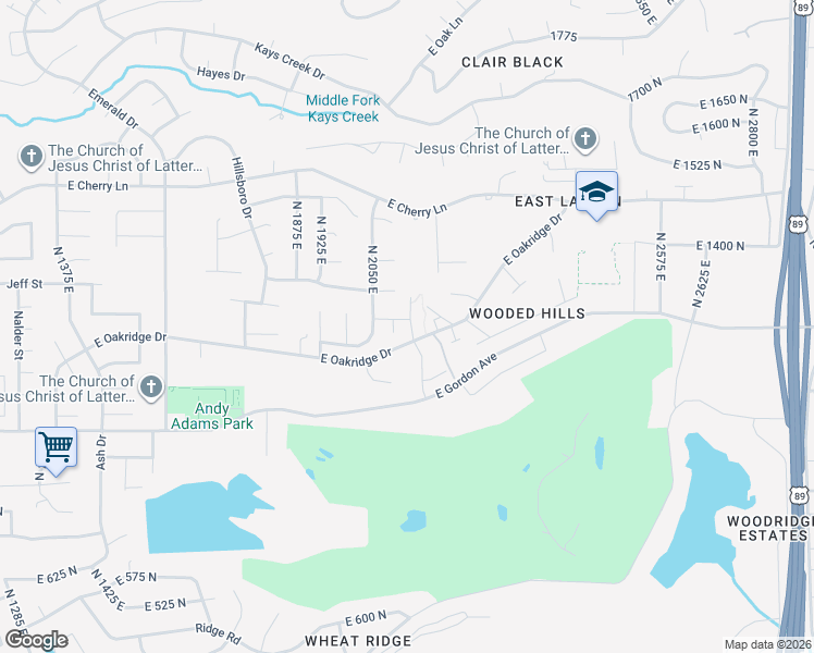 map of restaurants, bars, coffee shops, grocery stores, and more near 2113 East 1200 North Street in Layton