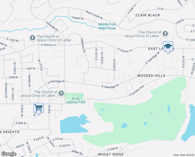 map of restaurants, bars, coffee shops, grocery stores, and more near 1188 North 1875 East in Layton