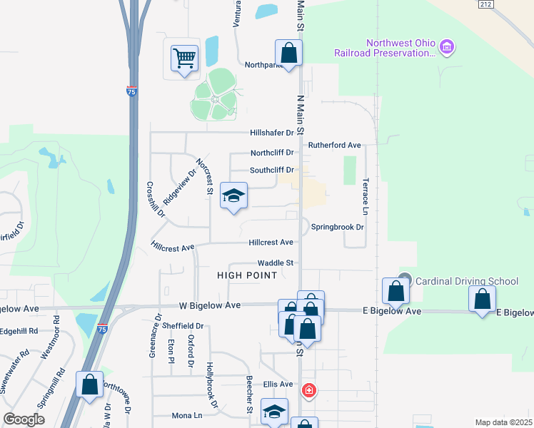 map of restaurants, bars, coffee shops, grocery stores, and more near 138 Lotze Street in Findlay