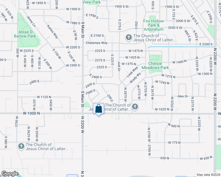 map of restaurants, bars, coffee shops, grocery stores, and more near 227 2525 South in Clearfield