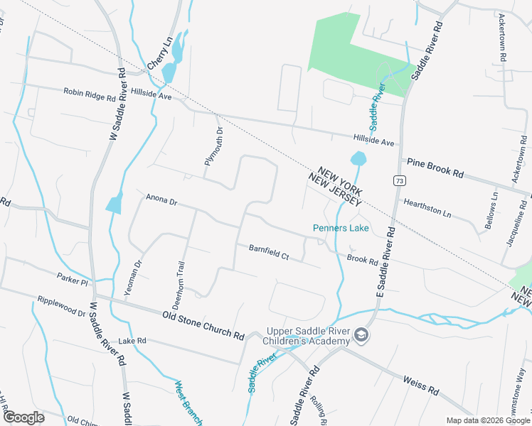 map of restaurants, bars, coffee shops, grocery stores, and more near 53 Brook Rd in Upper Saddle River